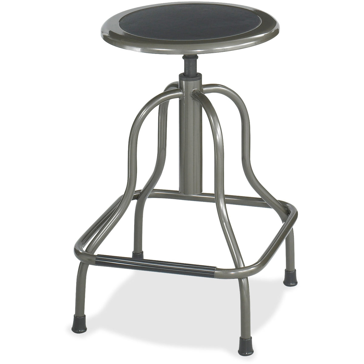 Safco Diesel Series High Base Stool with out Back - Leather Seat Material - Steel Frame Material - Pewter - 1 Each