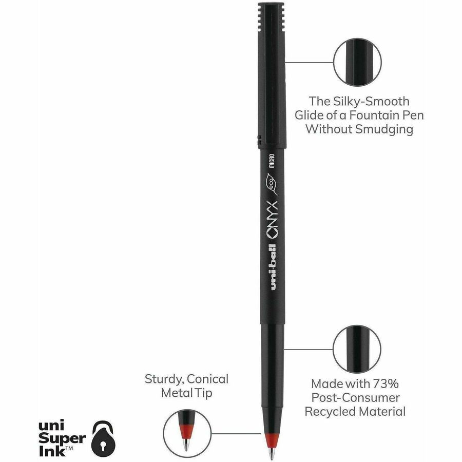 uniball™ Onyx Rollerball Pen, Micro Point (0.5mm), Red - uniball™ Onyx Rollerball Pen, Micro Point (0.5mm), Red