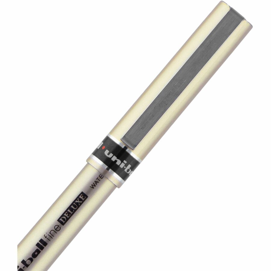 uniball™ Deluxe Rollerball Pens - 0.7 mm, Fine Pen Point - Blue Ink - Liquid - Champagne Barrel - Stainless Steel Tip -