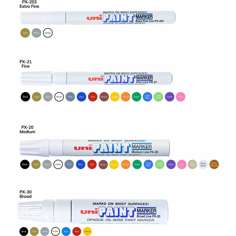 uniball™ uni-Paint PX-20 Oil-Based Paint Marker - White Ink - Oil Based - White Barrel - 1 Each