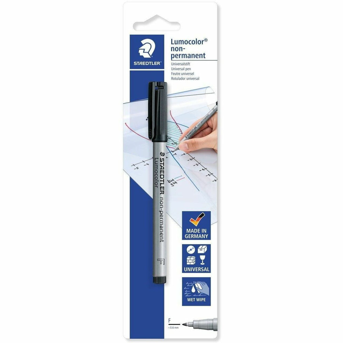 Lumocolor Non-Permanent Pen 316 - Refillable - Washable - Black Ink - Water Based - Black Polypropylene Barrel - Writing