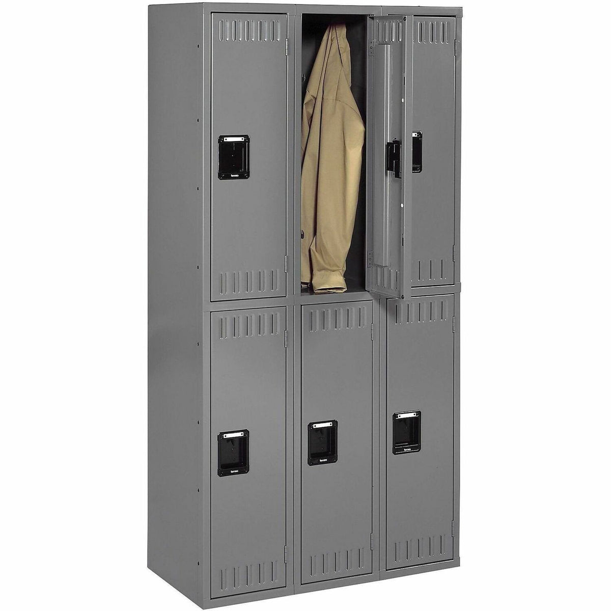 Tennsco Double-Tier Steel Lockers - Internal Size 36" Height x 12" Width x 18" Depth - Overall Size 72" Height x 36" Wid