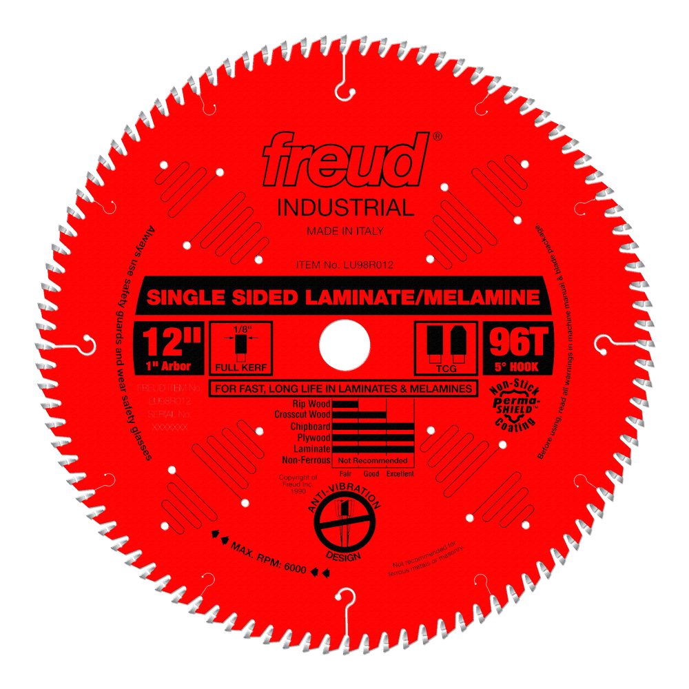 Freud 12 in. D X 1 in. Single Sided Laminates TiCo Hi-Density Carbide Saw Blade 96 teeth 1 pk