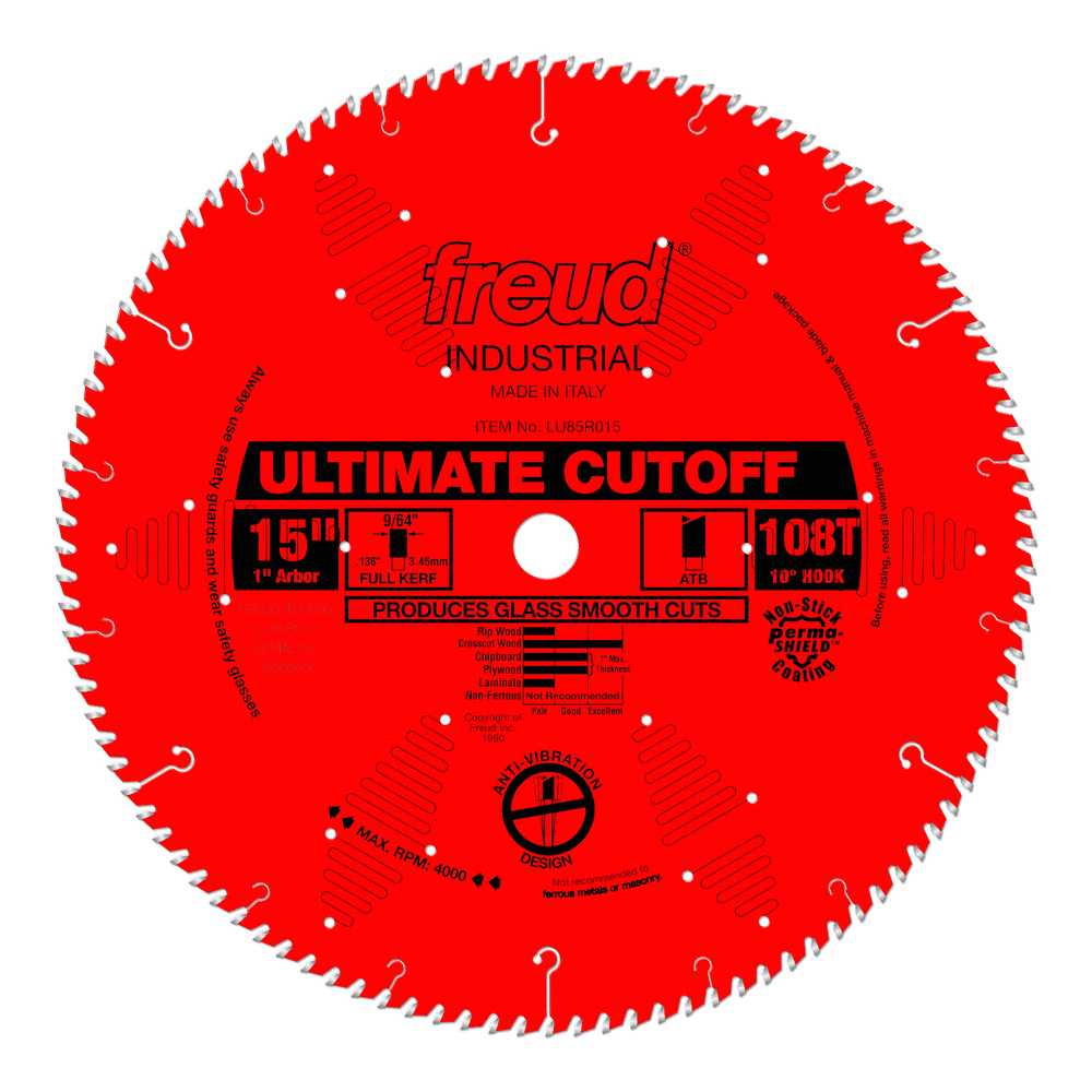 Freud 15 in. D X 1 in. Crosscutting TiCo Hi-Density Carbide Circular Saw Blade 108 teeth 1 pk