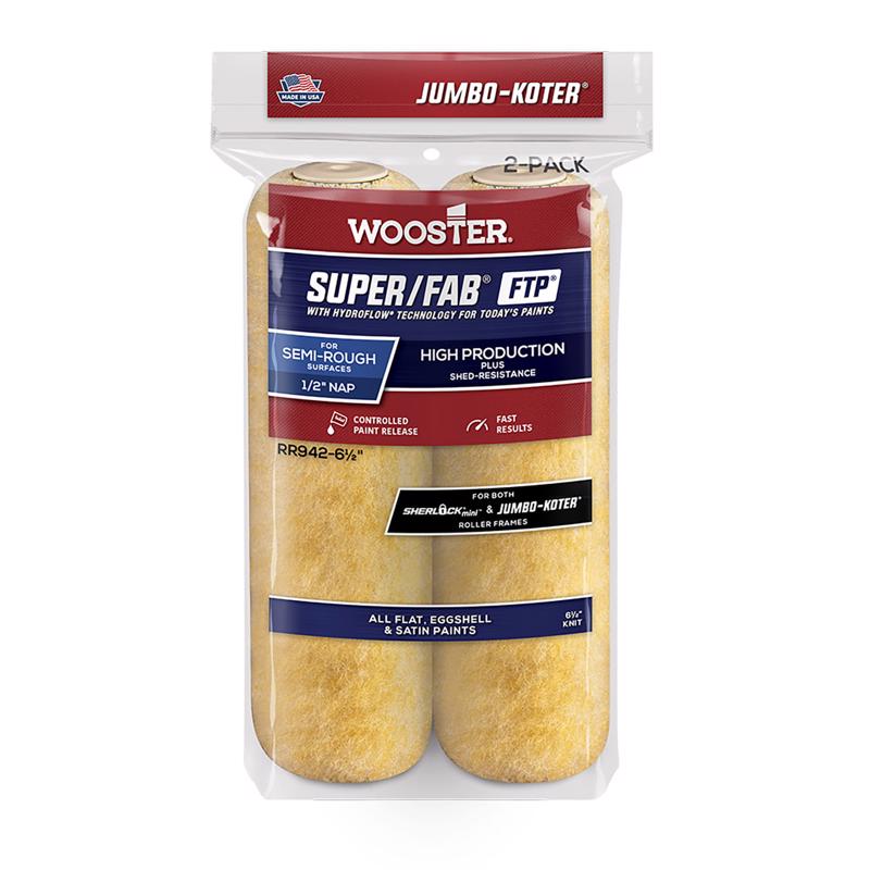 Wooster Super/Fab FTP Synthetic Blend 6-1/2 in. W X 1/2 in. Mini Paint Roller Cover 2 pk