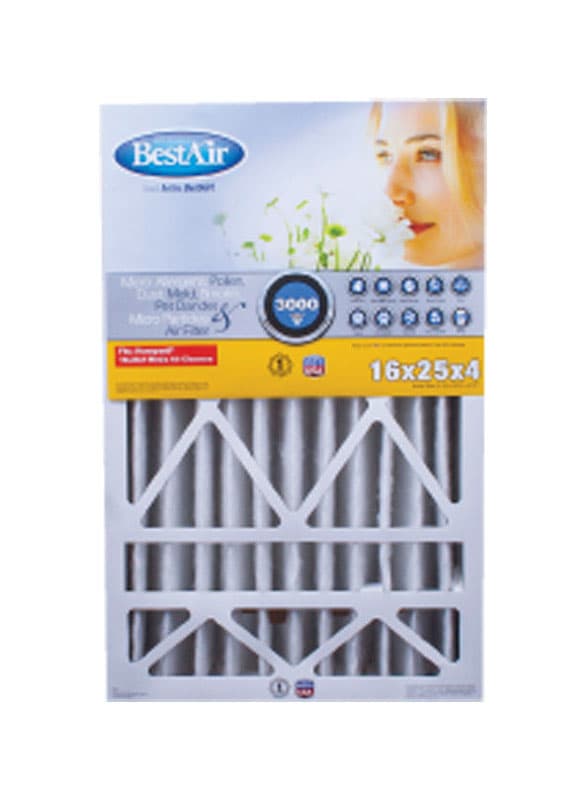 BestAir 25 in. W X 16 in. H X 4 in. 13 MERV Pleated Air Filter 1 pk