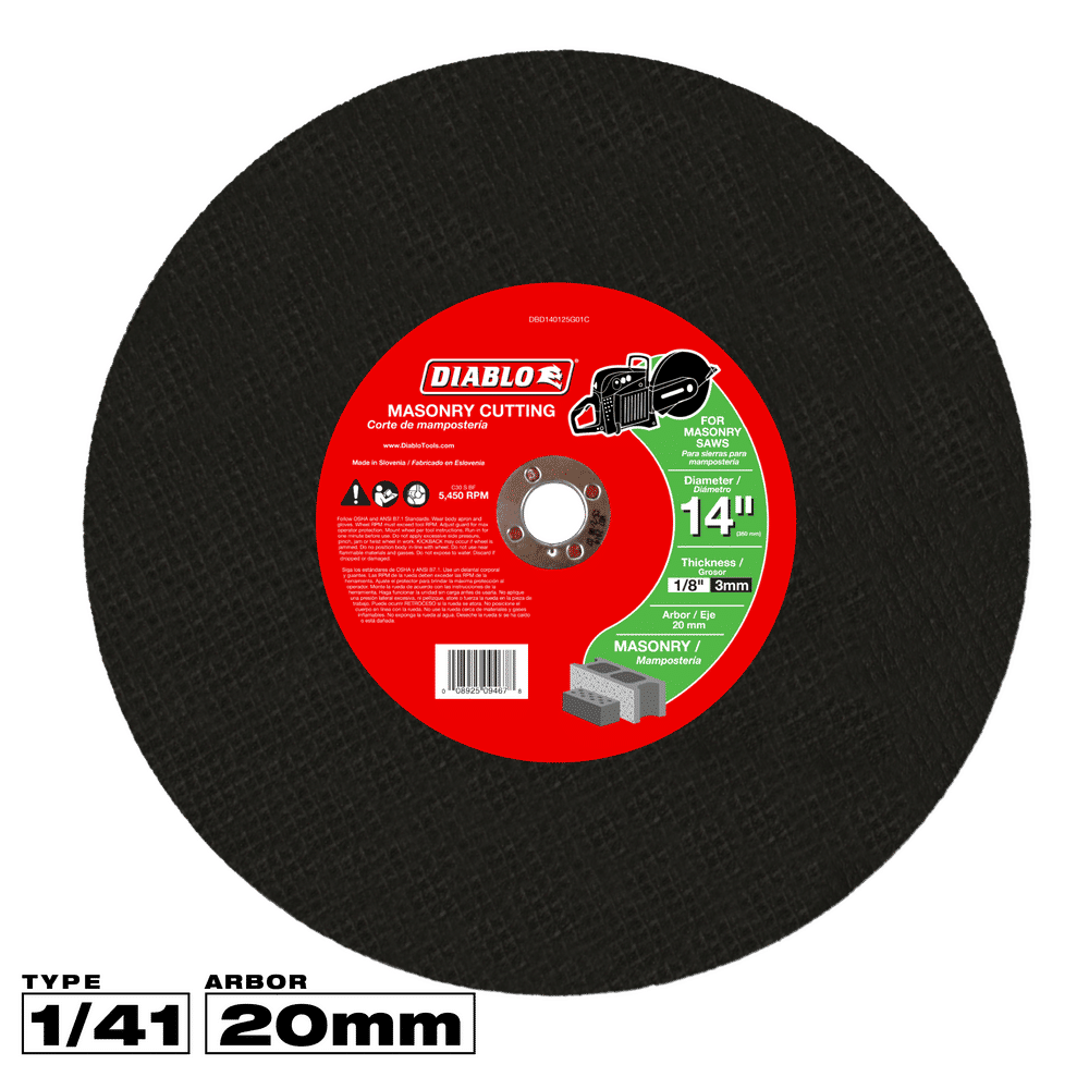 Diablo 14 in. D X 20 mm X 1/8 in. thick Silicon Carbide Masonry Cut-Off Disc 1 pk