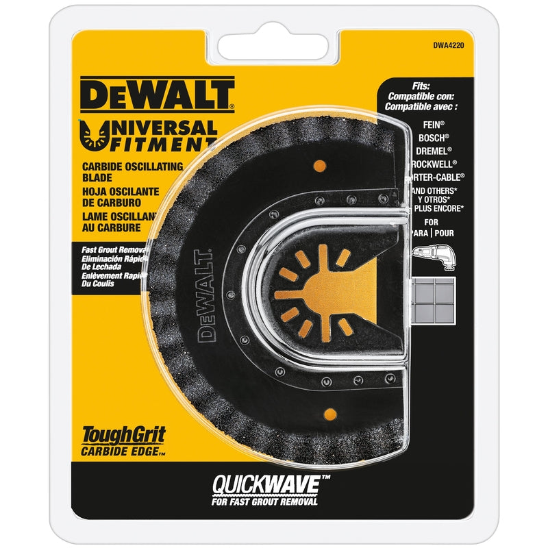 DEWALT Universal Fitment Carbide Grit Fast Cut Semi-Circle Oscillating Grout Removal Blade 1 pc