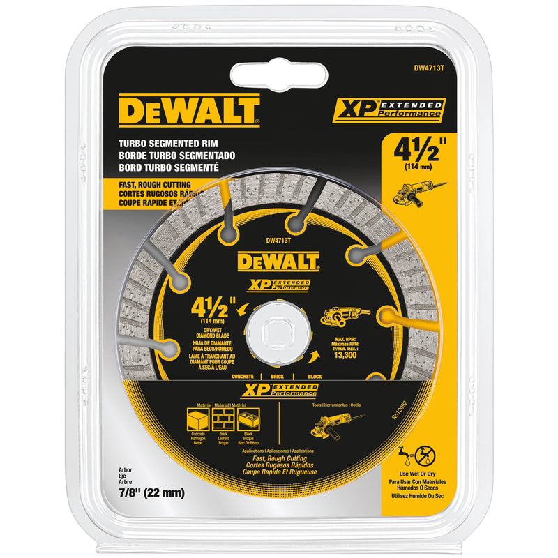 DeWalt XP Extended Performance 4-1/2 in. D X 7/8 in. X 0.06 in. thick Diamond Turbo Segmented Cut-Of