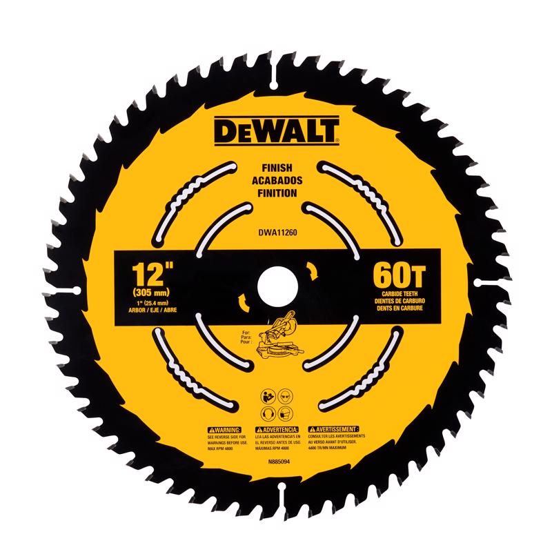 DEWALT 12 in. D X 1 in. Carbide Tipped Finishing Saw Blade 60 teeth 1 pk