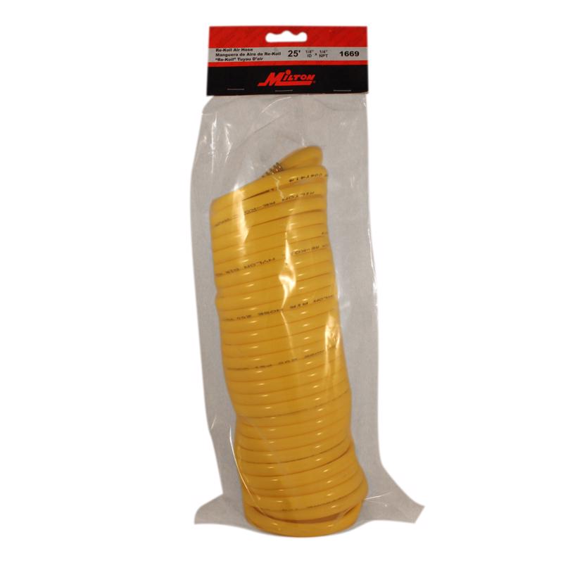 Milton 25 ft. L X 1/4 in. D Recoil Nylon Air Hose 200 psi Yellow