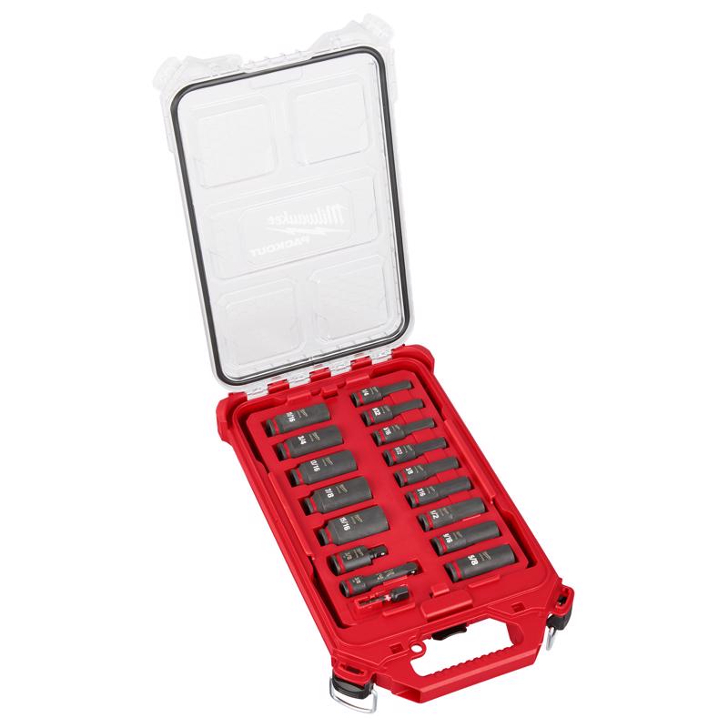 Milwaukee Shockwave 3/8 in. drive Metric 6 Point Impact Rated Socket Set 19 pc