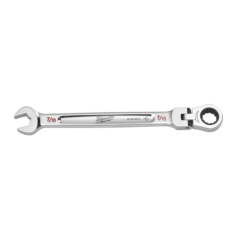 Milwaukee 7/16 in. X 7/16 in. 12 Point SAE Flex Head Combination Wrench 6.75 in. L 1 pc