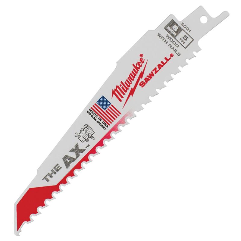 Milwaukee The Ax 6 in. Bi-Metal Reciprocating Saw Blade 5 TPI 1 pc