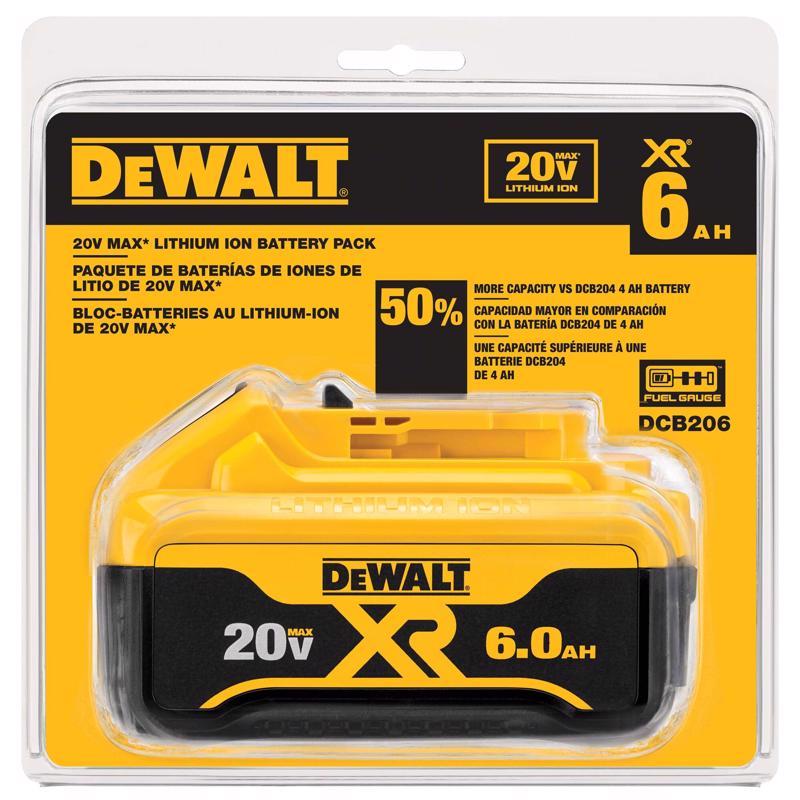 DeWalt 20V MAX XR DCB206 6 Ah Lithium-Ion Battery 1 pc