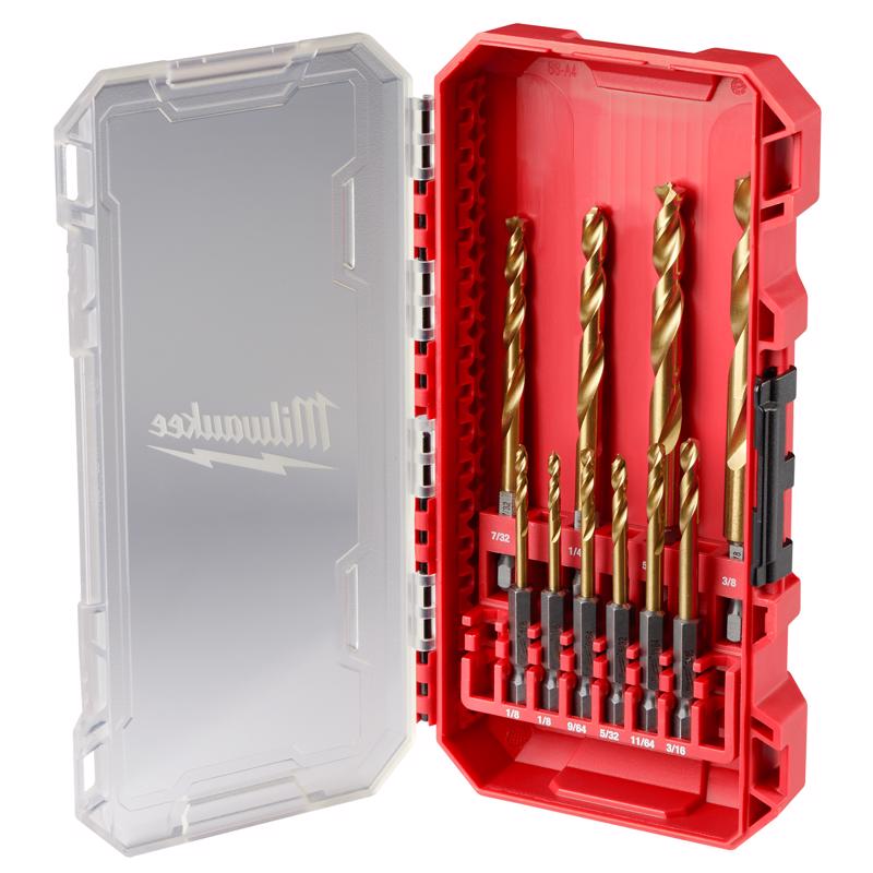 Milwaukee Shockwave Assorted in. Titanium Impact Rated Drill Bit Set Hex Shank 10 pc