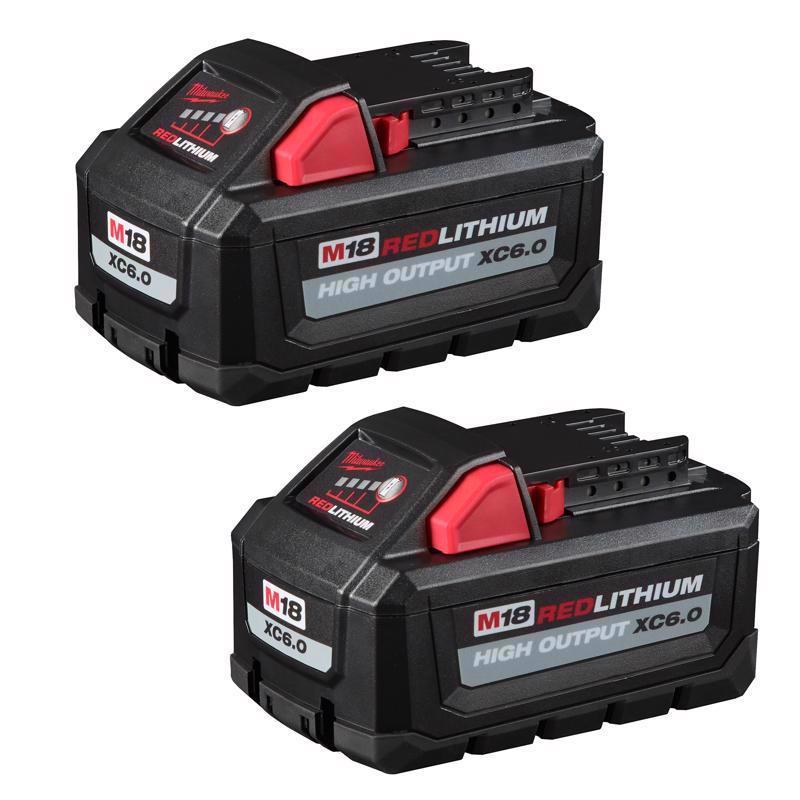 Milwaukee M18 REDLITHIUM XC 6 Ah Lithium-Ion High Output Battery Pack 2 pc