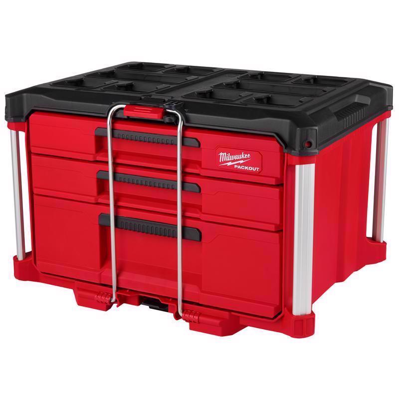 Milwaukee Packout 16.3 in. Modular 3-Drawer Multi Drawer Tool Box Black/Red