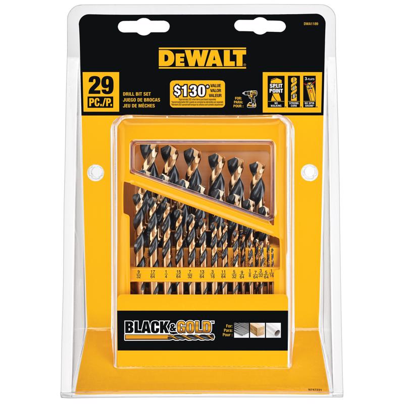 DeWalt Assorted Black Oxide Drill Bit Set Straight Shank 29 pc