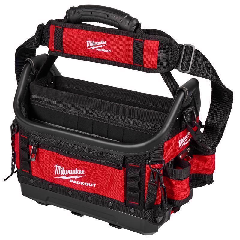 Milwaukee Packout Ballistic Polyester Structured Tote Bag 39 pocket Black/Red 1 pc