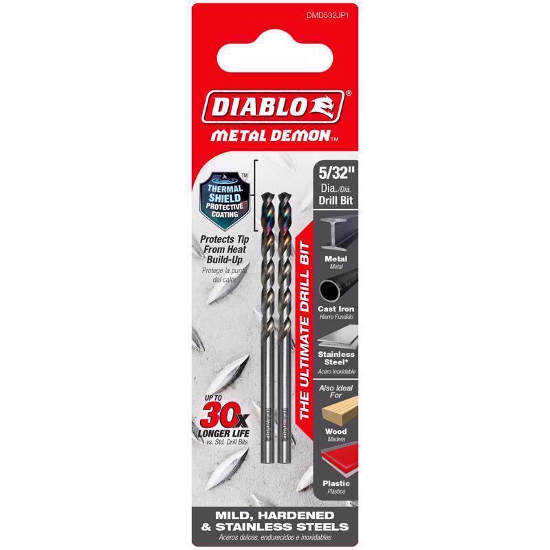 Diablo Metal Demon 5/32 in. Metal Drill Bit 3-Flat Shank 1 pc
