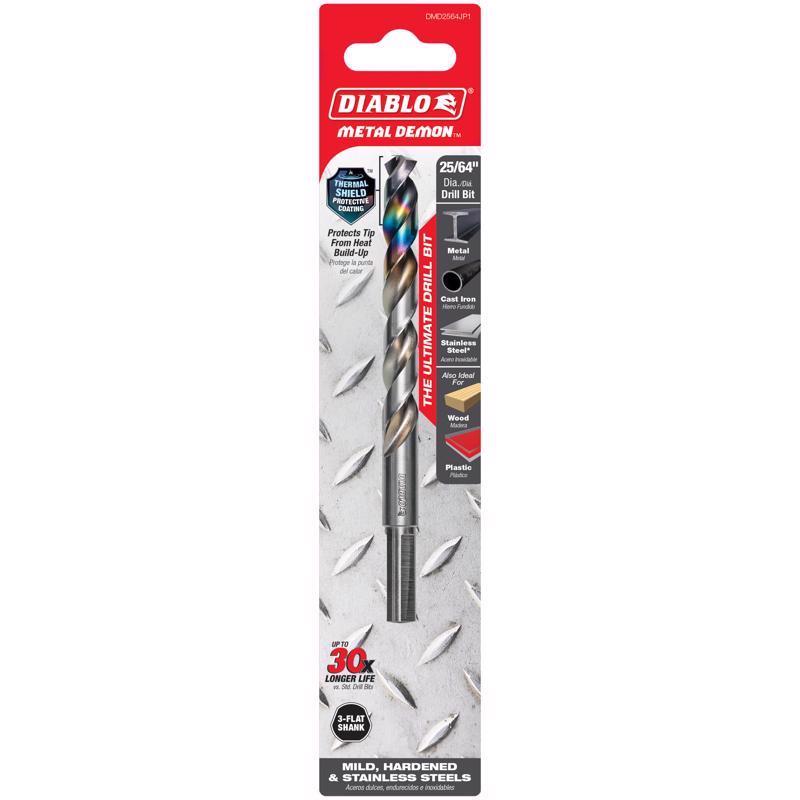 Diablo Metal Demon 25/64 in. Stainless Steel Drill Bit 3-Flat Shank 1 pc