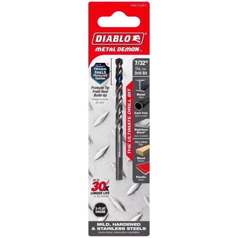 Diablo Metal Demon 7/32 in. Stainless Steel Drill Bit 3-Flat Shank 1 pc