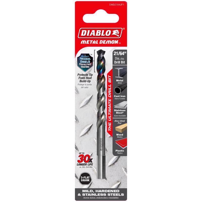 Diablo Metal Demon 21/64 in. Stainless Steel Drill Bit 3-Flat Shank 1 pc