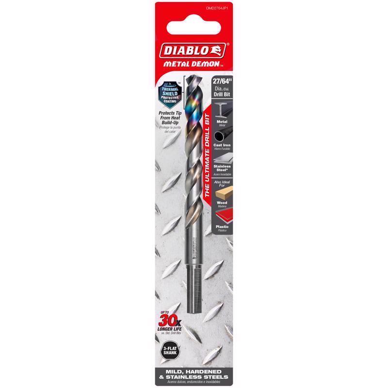 Diablo Metal Demon 27/64 in. Stainless Steel Drill Bit 3-Flat Shank 1 pc