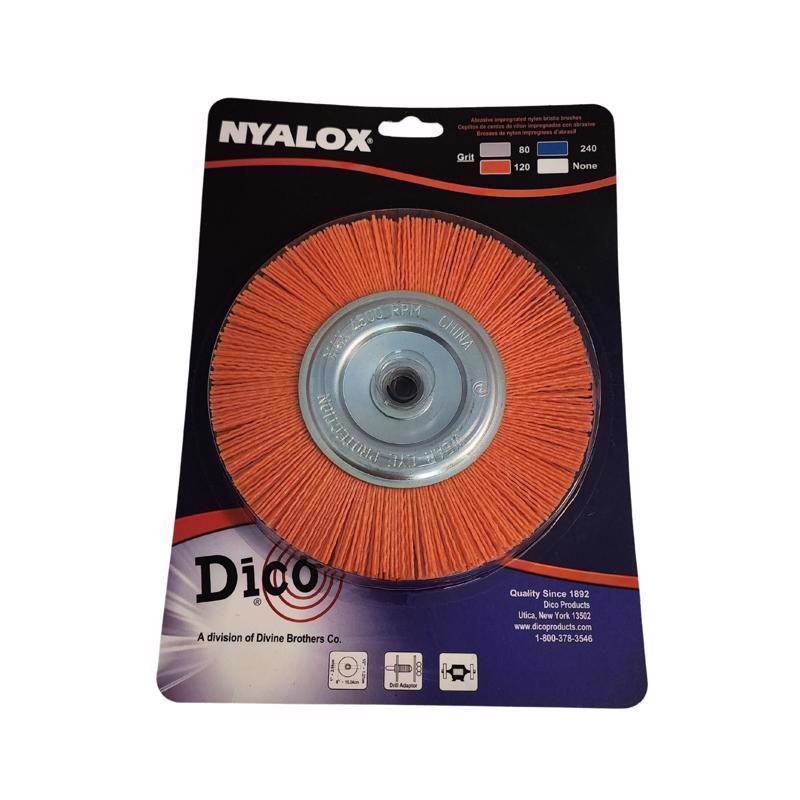 Dico Nyalox 6 in. Medium Crimped Mandrel Mounted Wheel Brush Nylon 4500 rpm 1 pc