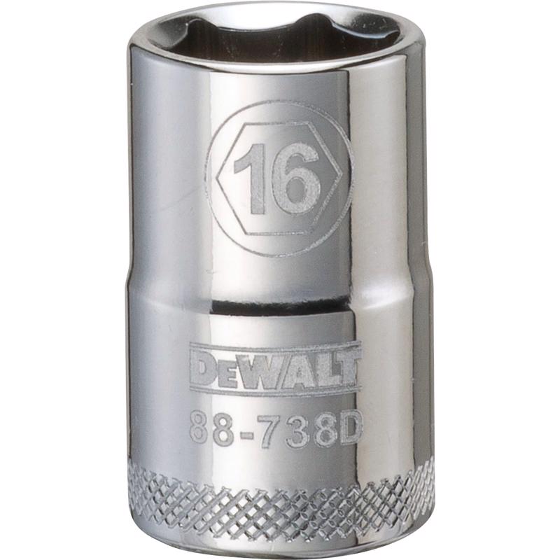 DeWalt 16 mm X 1/2 in. drive Metric 6 Point Socket 1 pc