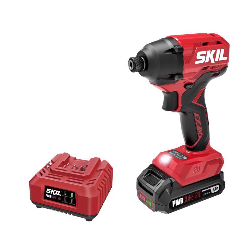 SKIL 20V PWR CORE 1/4 in. Cordless Brushless Impact Driver Kit (Battery & Charger)