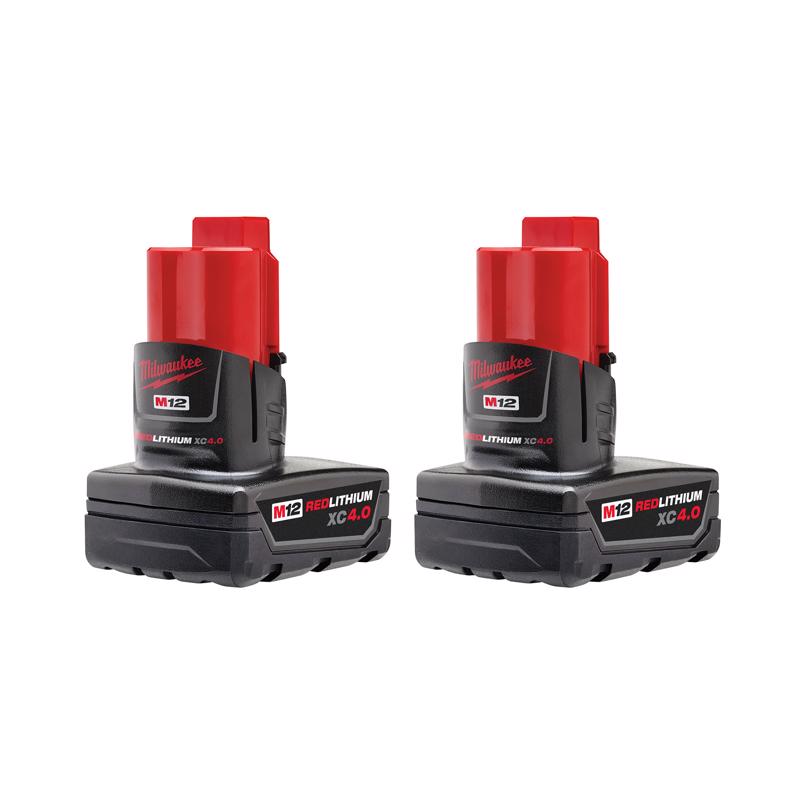 Milwaukee M12 REDLITHIUM 4 Ah Lithium-Ion Battery 2 pc