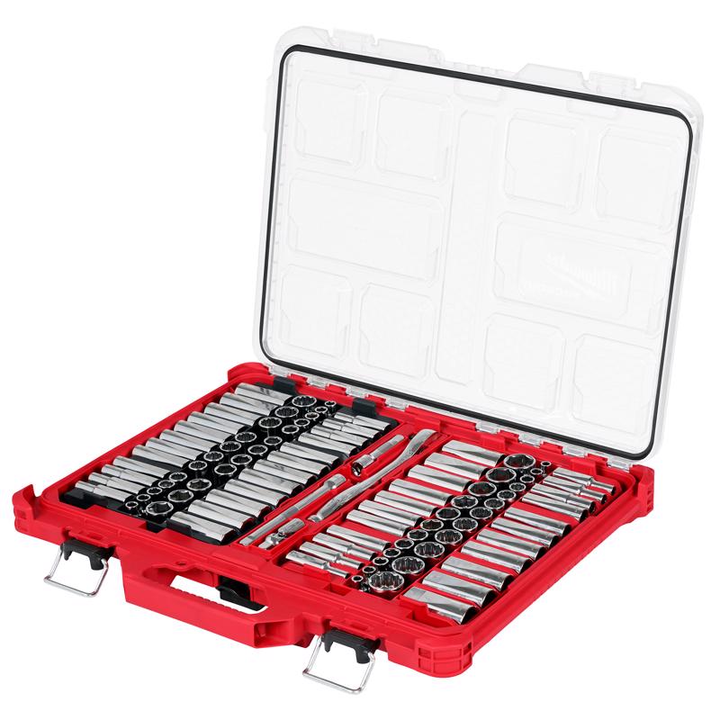 Milwaukee 3/8 in. drive SAE Socket and Ratchet Set 98 pc
