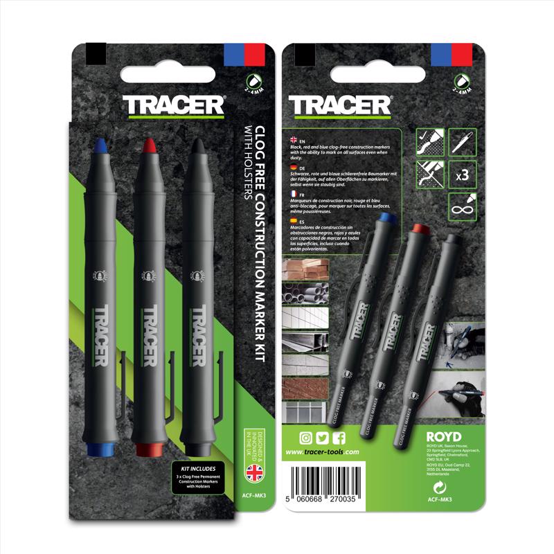 TRACER 6 in. L Marker Kit Assorted 3 pc