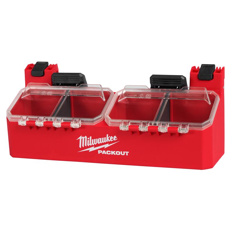 Milwaukee Packout 11.5 in. W X 4.9 in. H X 4.3 in. D Small Parts Bin Plastic 2 compartments Black/Re