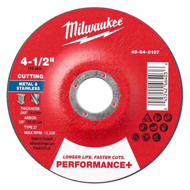 Milwaukee 4-1/2 in. D X 7/8 in. X .045 in. thick Metal Cut-Off Wheel 1 pc
