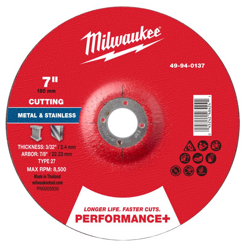 Milwaukee 7 in. D X 7/8 in. X 3/32 in. thick Metal Cut-Off Wheel 1 pc