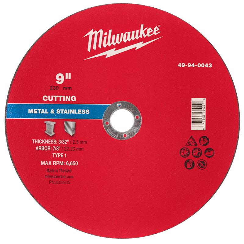 Milwaukee 9 in. D X 7/8 in. X 3/32 in. thick Metal Cut-Off Wheel 1 pc