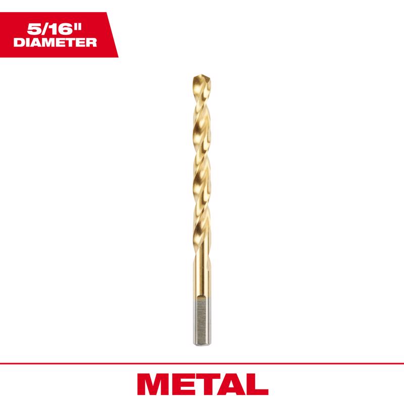 Milwaukee Thunderbolt 5/16 in. X 4-1/2 in. L Titanium Drill Bit 3-Flat Shank 1 pc