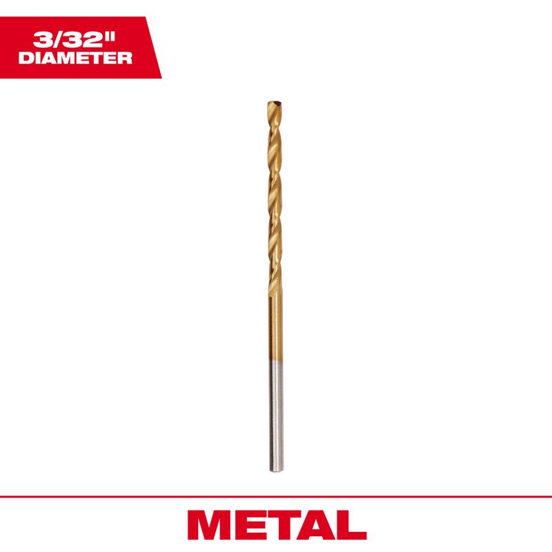 Milwaukee Thunderbolt 3/32 in. X 2-1/4 in. L Titanium Drill Bit Round Shank 1 pc
