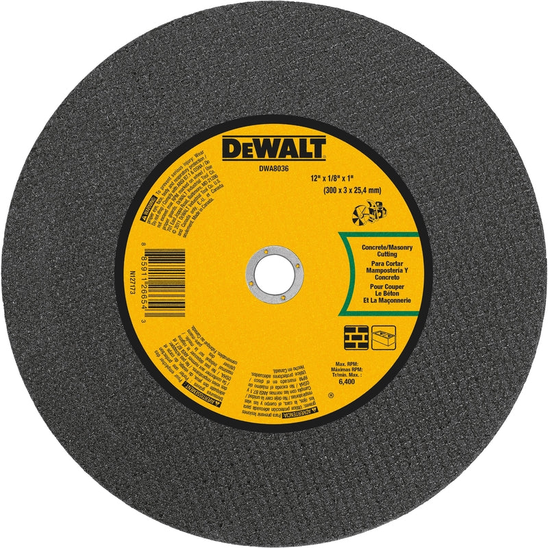 DeWalt 12 in. D X 1 in. X 1/8 in. thick Aluminum Oxide Masonry Cut-Off Wheel 1 pc