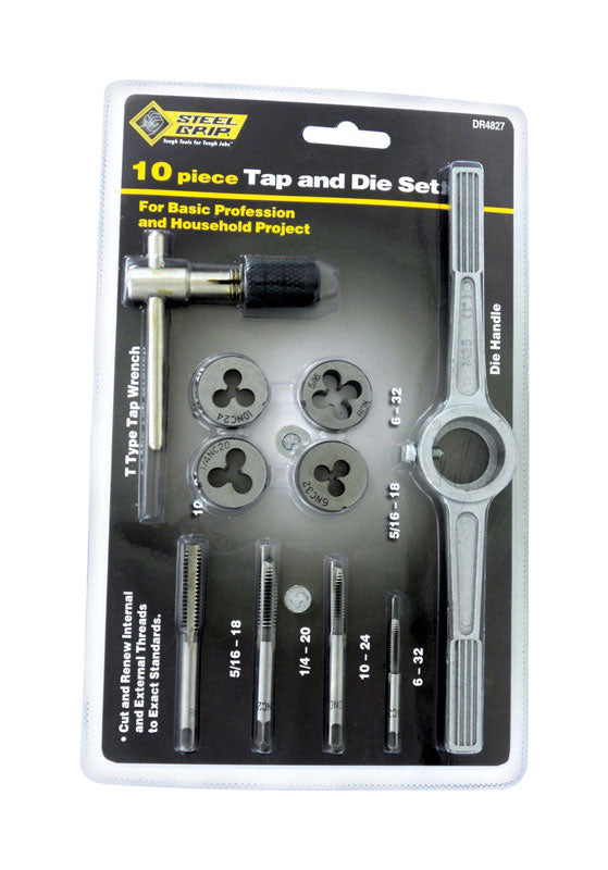 Steel Grip SAE 6-32, 10-24, 1/4-20, 5/16-18 Tap and Die Set