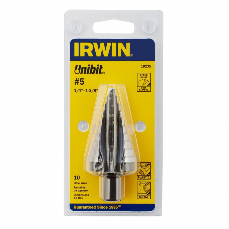 IRWIN Unibit 1/4 to 1-3/8 in. X 6 in. L High Speed Steel Step Drill Bit Hex Shank 1 pc