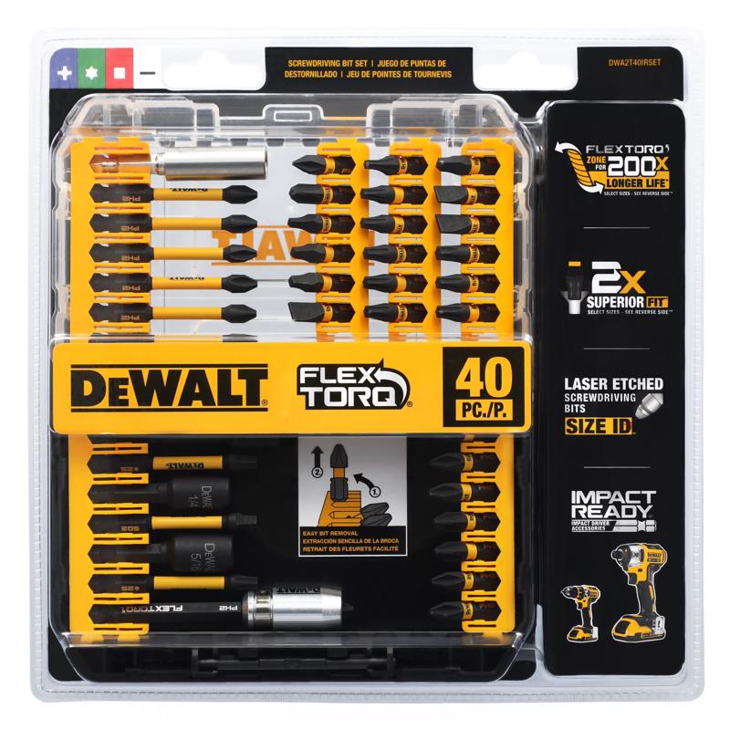 DeWalt FlexTorq Assorted Screwdriver Bit Set Steel 40 pc