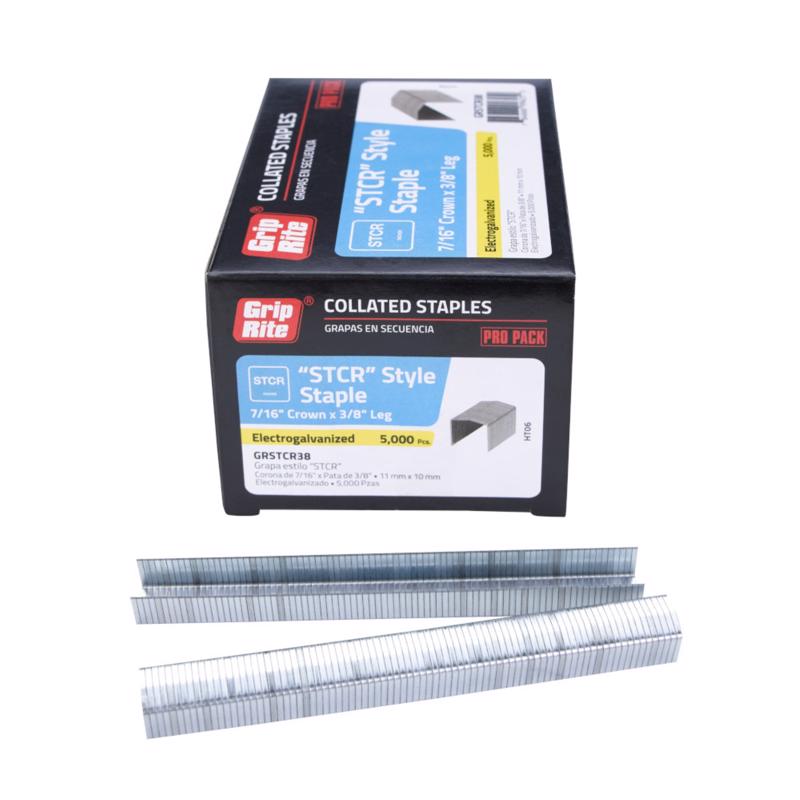 Grip-Rite STCR-Style 7/16 in. W X 3/8 in. L 16 Ga. Medium Crown Hammer Tacker Staples 5000 pk