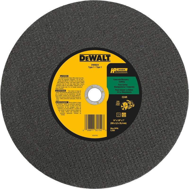DeWalt 14 in. D X 1 in. X 0.125 in. thick Silicon Carbide Cut-Off Wheel 1 pc