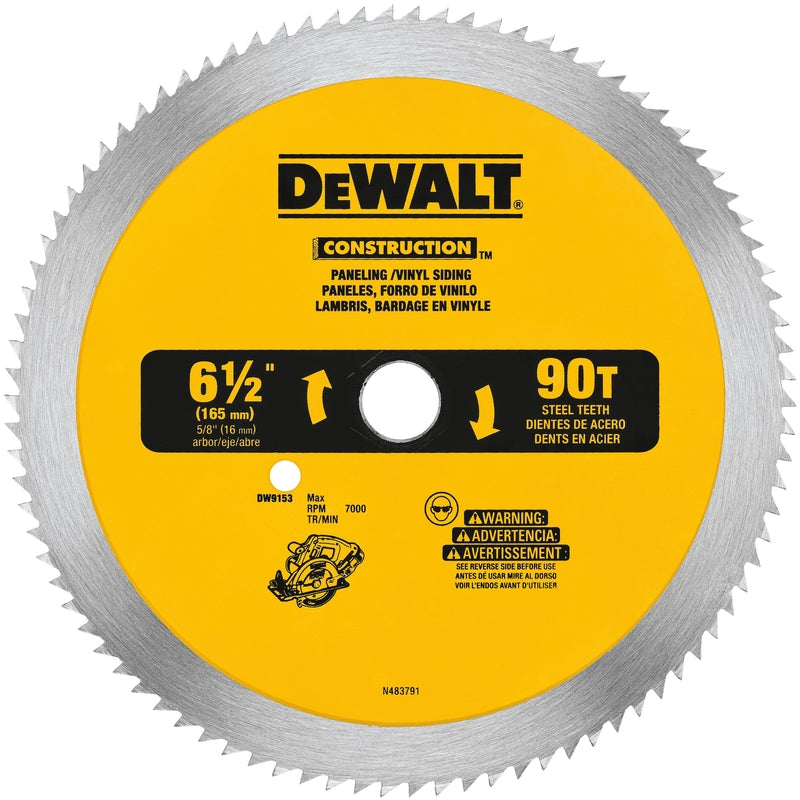DEWALT 6-1/2 in. D X 5/8 in. Construction Steel Circular Saw Blade 90 teeth 1 pk