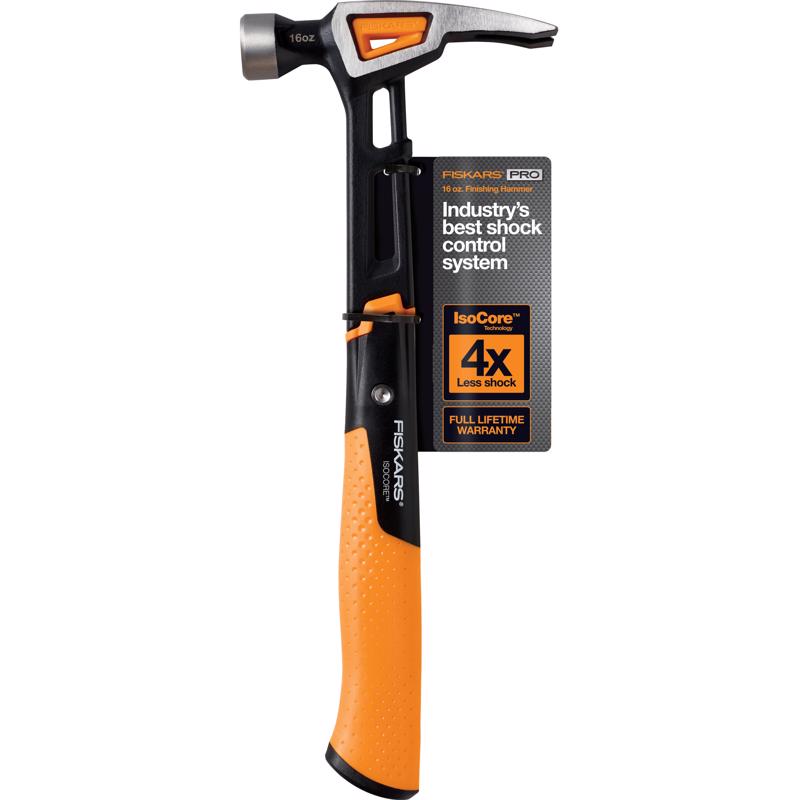 Fiskars 16 oz Smooth Face Curved Claw Hammer 8.13 in. Steel Handle