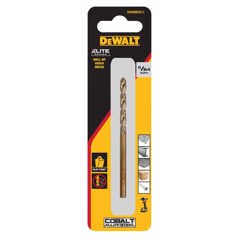 DeWalt ELITE SERIES 11/64 in. X 3 1/4 in. L Cobalt Steel Split Point Drill Bit Round Shank 1 pc